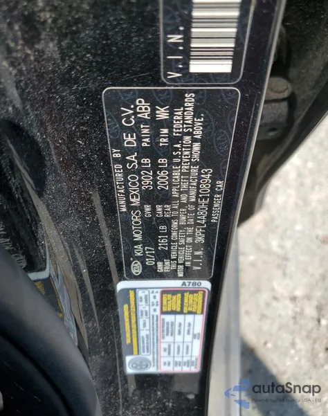 2017 Kia Forte Ex из США, поврежденный, VIN 3KPFL4A80HE108943